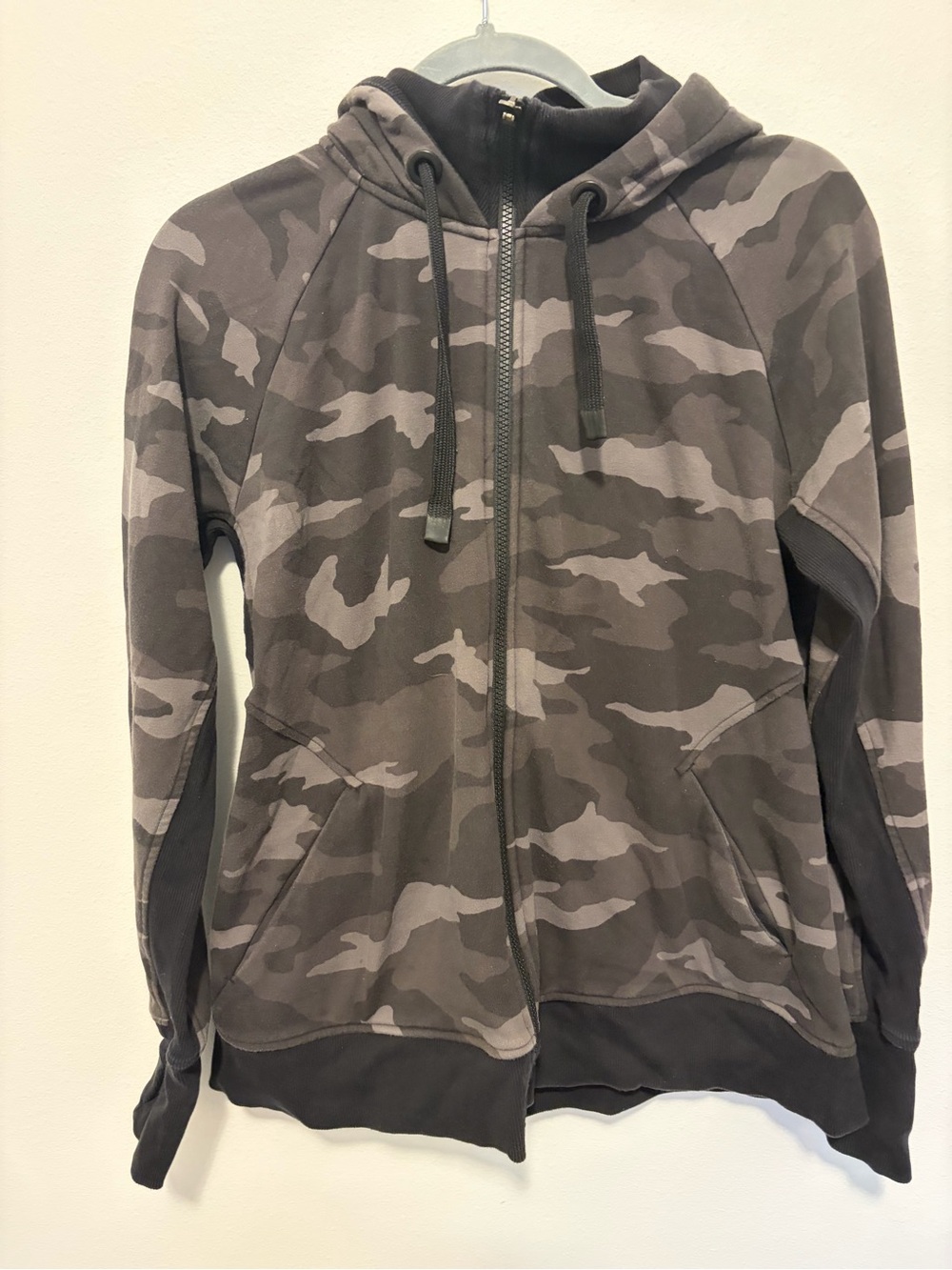 Athleta Gray Camo Zip-Up Hoodie
